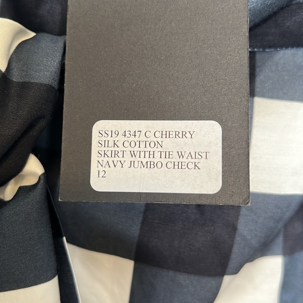 Mother‎ of Pearl London Silk Cotton Navy Jumbo Check Skirt - Picture 4 of 5